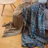 Coperta a righe in maglia leggera coperta Super morbida della boemia per coperta da letto con nappa