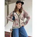 TYHRU abbigliamento donna Vintage Ladies Pocket cardigan lavorato a maglia maglioni donna manica