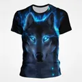 T-Shirt con stampa 3D Wolf Graphic per uomo T-Shirt a maniche corte con stampa animalier T-Shirt