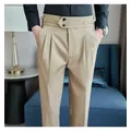 2024 pantaloni eleganti da uomo pantaloni Casual Slim Fit solidi in stile inglese di alta qualità