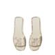 Double-t Leather Sport Slide Sandal - White - Tory Burch Flats