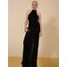 Women's Jules Beaded Semi-Sheer Halter Gown in Black / 0 | BCBGMAXAZRIA