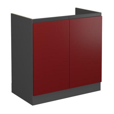 Spülenunterschrank R-Line, Rot, 80 cm J-Shape, ohne Arbeitsplatte Vicco