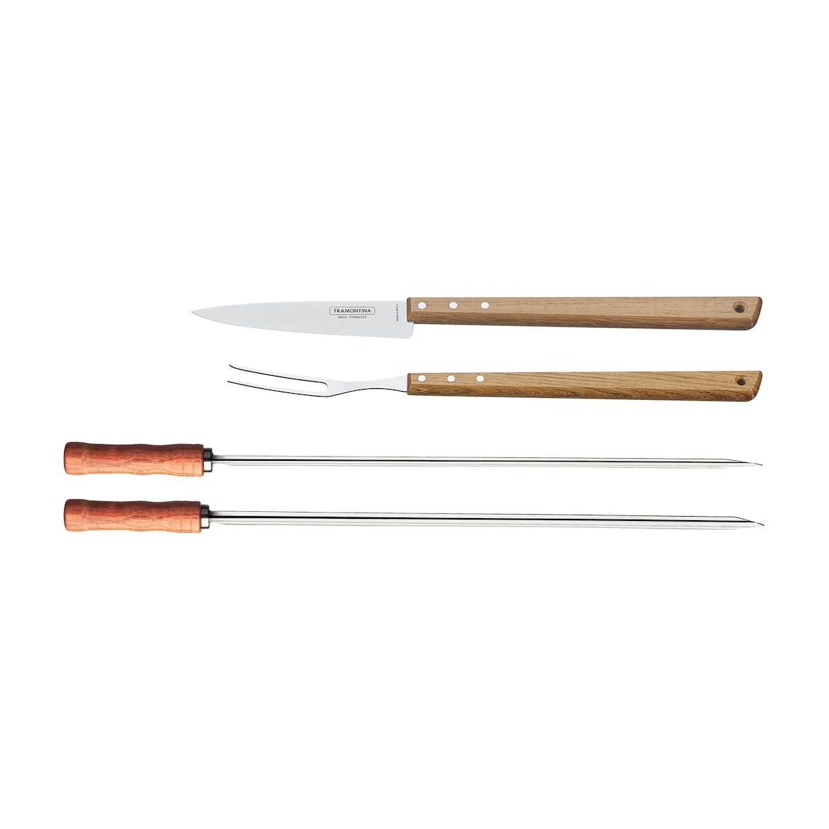 Tramontina Spieß- und Tranchier-Set, 4-teilig, Tranchierbesteck, 2 Grillspieße, Edelstahl rostfrei Image