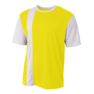 A4 N3016 Athletic Men's Legend Soccer Jersey T-Shirt in Safety Yellow/White size 2XL | Mesh A4N3016