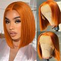 10 Inches Ginger Orange Bob Wig Human Hair 13X4 Bob Lace Front Wigs Human Hair Pre Plucked Natural Hairline 200% Density Straight Bob Ginger Lace Front Wigs Human Hair for Women Short Bob Wig