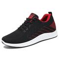 Herren Sneaker Laufschuhe Flyknit Atmungsaktiv tragbar Leichtgewichtig Komfortabel Laufen Draußen Runde Zehe Gummi PVC Gestrickt Frühling Herbst Schwarz Schwarz Rrot