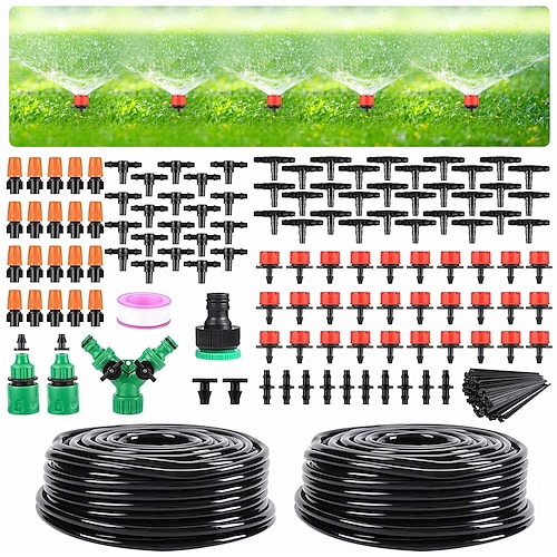 kit di irrigazione a goccia da giardino, kit di sistema di irrigazione a goccia micro automatico per serra con tubo di distribuzione vuoto da 1/4 di pollice 1/2 pollice tubo regolabile ugelli di