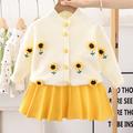 2 Pieces Kids Girls' Strawberry Button Skirt Sweater Set Long Sleeve Fashion School 3-7 Years Spring Yellow Red Purple