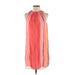 Ann Taylor LOFT Casual Dress - Mini Halter Sleeveless: Orange Stripes Dresses - Women's Size Small