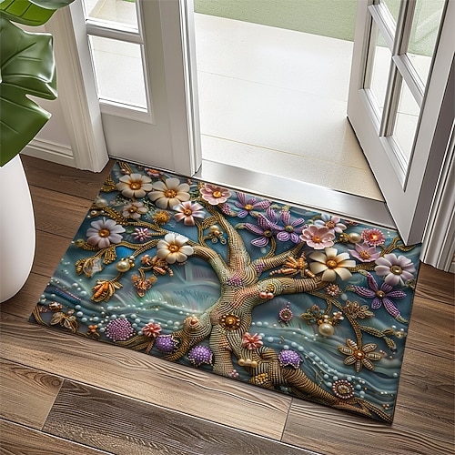 Lila funkelnder Baum des Lebens, Fußmatte, Fußmatten, waschbare Teppiche, Küchenmatte, rutschfester, ölbeständiger Teppich, Innen- und Außenmatte, Schlafzimmer-Dekoration, Badezimmermatte, Image