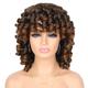 Wig Short Afro Curly Wigs for Black Women Dark Brown Curly Wig with Bangs Fluffy Shoulder Length Wigs Heat Resistant Synthetic Colorful Wigs for Daily Party Use