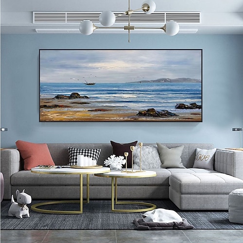 Ölgemälde handgemachte handbemalte Wandkunst moderne abstrakte Sonnenaufgang Seestück Dekoration Dekor gerollte Leinwand kein Rahmen ungedehnt Image