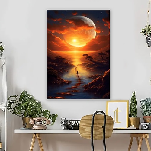 Landschaft Wandkunst Leinwand Sonnenuntergang Drucke und Poster Bilder dekorative Stoffmalerei für Wohnzimmer Bilder ohne Rahmen Image