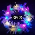 3pcs Luminous Faux Feather Headwear Elegant Glitter Garland Christmas Party Dress Up Headdress Headbands