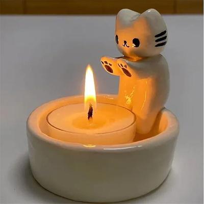 Cartoon Kitten Candle Holder Home Resin Ornaments