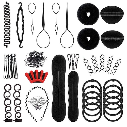 27-teiliges Haar-Styling-Set, Haar-Design-Styling-Werkzeuge, DIY-Haar-Accessoires, Haar-Modellierungs-Werkzeug-Set, magisches schnelles Spiral-Haargeflecht-Flechtwerkzeug für Frauen und Mädchen