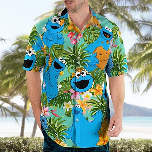 Herren Blumen Ananas Frosch Hemd Hawaiihemd Sommerhemd Grafik-Shirt Aloha-Shirt Kurzarm Hemd Umlegekragen Outdoor Strasse 3D-Druck Rot grün Olivgrün Rosa Rote Blau Button-Down Bekleidung Hawaiianisch Image