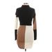 Shein Casual Dress - Sweater Dress: Brown Color Block Dresses - Women's Size Large