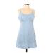 Forever 21 Casual Dress - Mini Scoop Neck Sleeveless: Blue Print Dresses - Women's Size Large