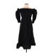 Sim & Sam Casual Dress - A-Line Off The Shoulder 3/4 sleeves: Black Print Dresses - Women's Size Medium