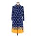 MSK Casual Dress - Shirtdress Collared 3/4 sleeves: Blue Dresses - Women's Size Medium