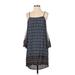 Umgee Casual Dress - Shift Square 3/4 sleeves: Blue Dresses - Women's Size Small