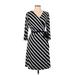 Lularoe Casual Dress - A-Line V-Neck 3/4 Sleeve: Black Print Dresses - Women's Size Large