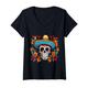 Damen Cinco de Mayo Sugar Skull Mexikanischer Totentag für Männer und Kinder T-Shirt mit V-Ausschnitt