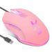 WINDLAND 2400DPI USB C Wired Mouse Type C Pink Gaming Mouse with LED Backlight for MacBook Chromebook Matebook X