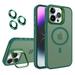 Dteck Case for iPhone 13 Pro Magnetic Mag-Safe Matte PC Case with Camera Lens Protector Shockproof Rubber Metal Camera Protection Kickstand Cover Darkgreen