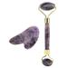 Alupre Amethyst Roller For Face Natural Amethyst Double Head Jade Stone Roller Guasha Scrapping Plate Face Massage Tool Kit