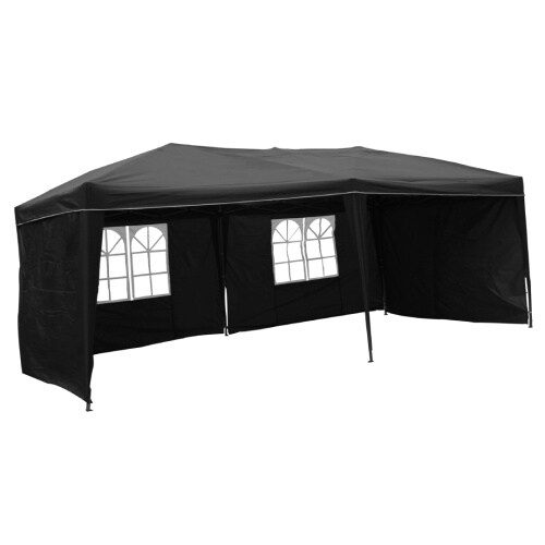 Lex XXL Alu Faltpavillon 6x3m Gartenpavillon Gartenzelt Partyzelt Wasserdicht Schwarz : Schwarz Image