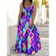 femmes grande taille courbe robe pull décontracté robe pull swing robe pull à bretelles bloc de couleur dégradé longue robe pull maxi robe pull sans manches imprimé sangle romantique quotidien jaune