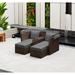 Red Barrel Studio® 2 Seater Convertible Outdoor Sofa w/ Canopy Wicker/Rattan in Gray | 64.2 H x 67.3 W x 33.5 D in | Wayfair