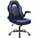 Inbox Zero Adjustable Ergonomic Faux Leather Swiveling PC & Racing Game Chair Faux Leather in Blue/Black | 45 H x 25 W x 27 D in | Wayfair
