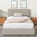 Latitude Run® Queen Platform Bed w/ Lifting Storage Upholstered/Linen in Brown | 40.75 H x 62.6 W x 85.04 D in | Wayfair