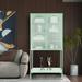 Latitude Run® Elegant Floor Cabinet w/ 2 Glass Arched Doors Metal in Green | 10.46 H x 43.72 W x 19.36 D in | Wayfair