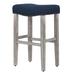 Sand & Stable™ Ileana Counter & Bar Stool Set of 2 Wood/Upholstered in Gray/Blue | Bar Stool (29" Seat Height) | Wayfair