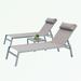 Ebern Designs Ambee Outdoor Metal Chaise Lounge Set w/ Table Metal in Gray | 38.35 H x 22.83 W x 65.12 D in | Wayfair