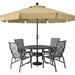 Arlmont & Co. Clymer 90.5" Beach Umbrella w/ Crank Lift Counter Weights Included in Brown | 79.9 H x 90.5 W x 90.5 D in | Wayfair