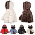 Clearance Jacket Toddler Baby Boys Girls Winter Fleece Padded Jacket Hooded Zip Jacket Coat qILAKOG Black4-5 Years