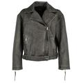 Ginatricot Lederjacke "Washed Biker Jacket" Damen, Gr. S, Polyurethan, Bikerjacke in Oversize aus Kunstleder