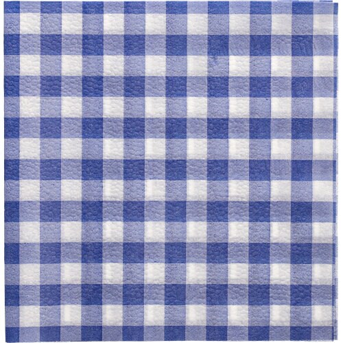 PAPSTAR 100 Servietten, 1-lagig 1/4-Falz 33 cm x 33 cm blau/weiss "Vichy Karo" Image