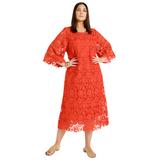 Plus Size Women's Bell-Sleeve Lace Midi Dress by June+Vie in Nectarine (Size 26/28)