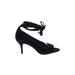 Saks Fifth Avenue Heels: Pumps Stiletto Feminine Black Solid Shoes - Women's Size 8 - Open Toe