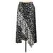 Nina Leonard Casual A-Line Skirt Knee Length: Silver Bottoms - Women's Size Large