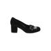 Blue Velvet Heels: Loafers Chunky Heel Feminine Black Solid Shoes - Women's Size 38 - Round Toe