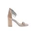 Audrey Brooke Heels: Tan Print Shoes - Women's Size 10 - Open Toe