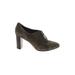Tahari Heels: Oxfords Chunky Heel Casual Gray Print Shoes - Women's Size 9 1/2 - Round Toe